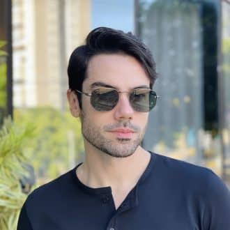 safine com br oculos de sol masculino hexagonal grafite davi