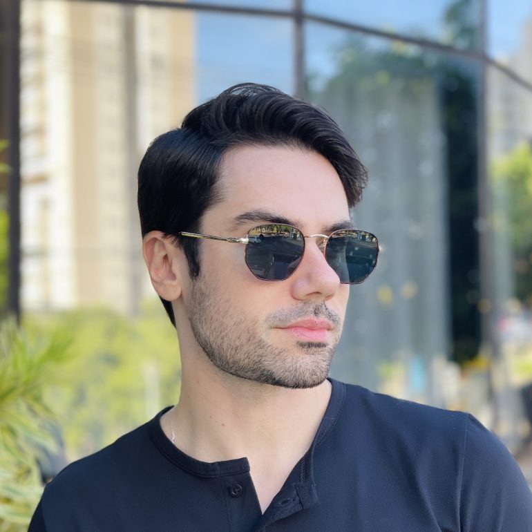 safine com br oculos de sol masculino hexagonal marrom davi 1