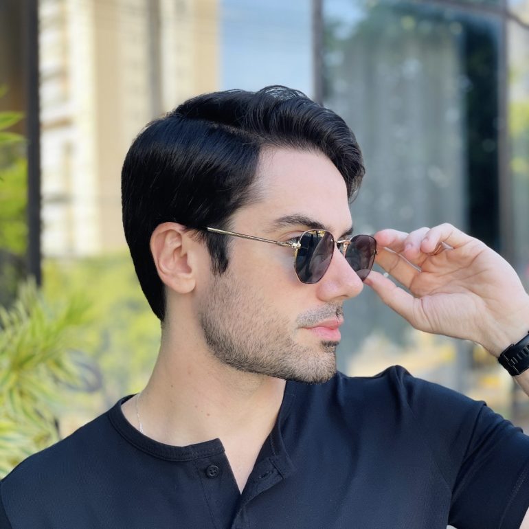 safine com br oculos de sol masculino hexagonal marrom davi 2
