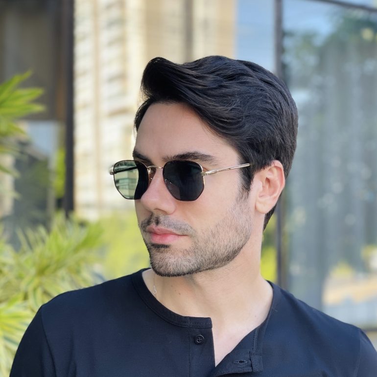 safine com br oculos de sol masculino hexagonal marrom davi 3