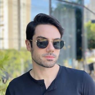 safine com br oculos de sol masculino hexagonal marrom davi