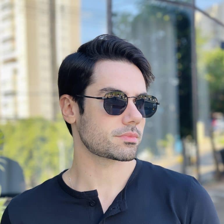 safine com br oculos de sol masculino hexagonal preto davi 1