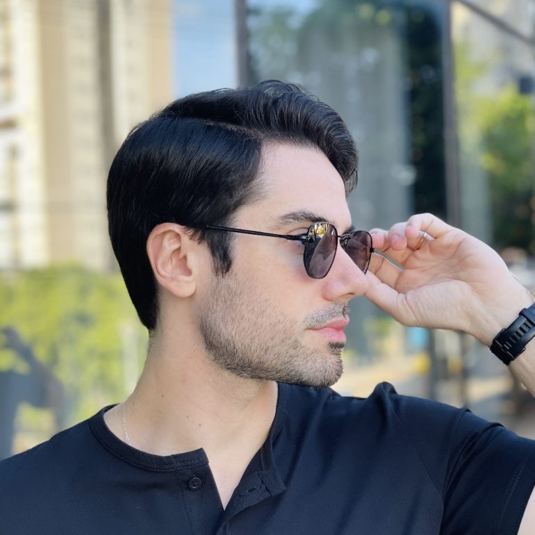 safine com br oculos de sol masculino hexagonal preto davi 2