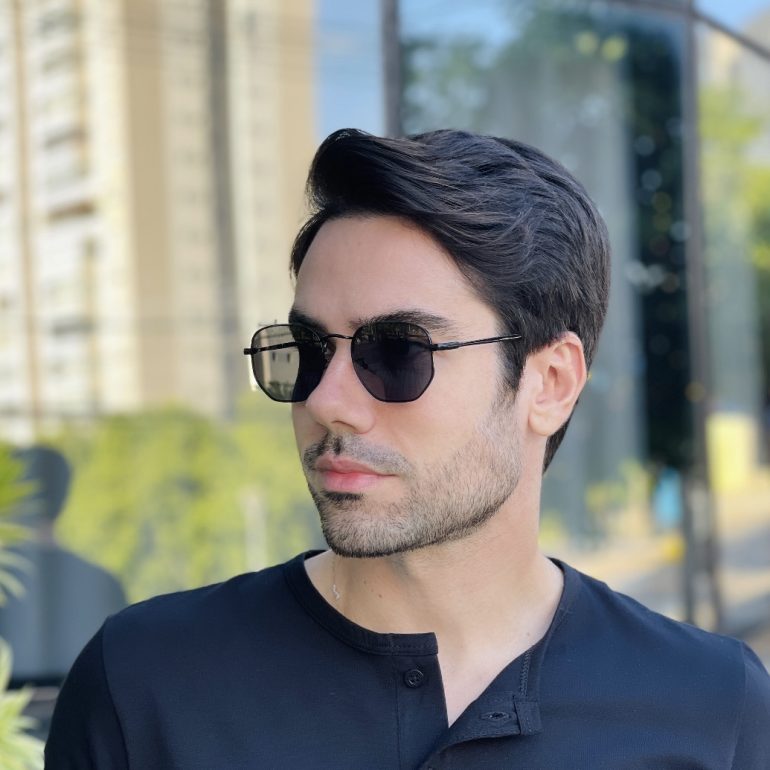 safine com br oculos de sol masculino hexagonal preto davi 3