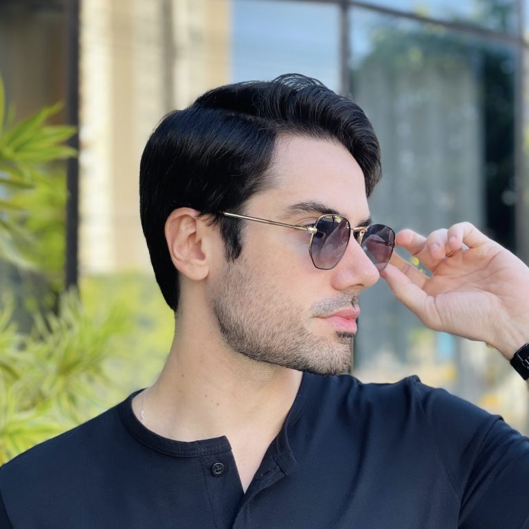 safine com br oculos de sol masculino hexagonal preto e dourado davi 2