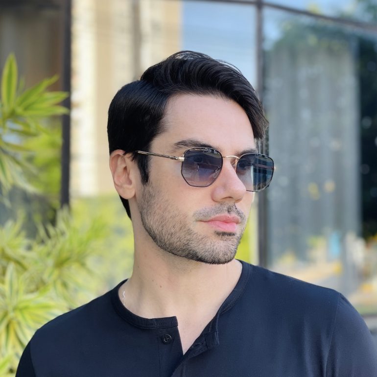 safine com br oculos de sol masculino hexagonal preto e dourado davi 3