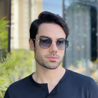 safine com br oculos de sol masculino hexagonal preto e dourado davi
