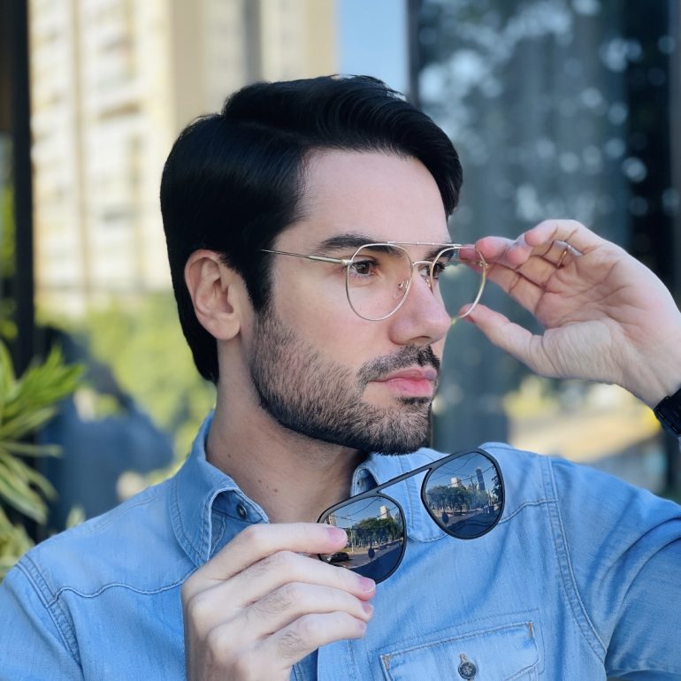 safine com br oculos 2 em 1 clip on masculino aviador preto e dourado alisson 2