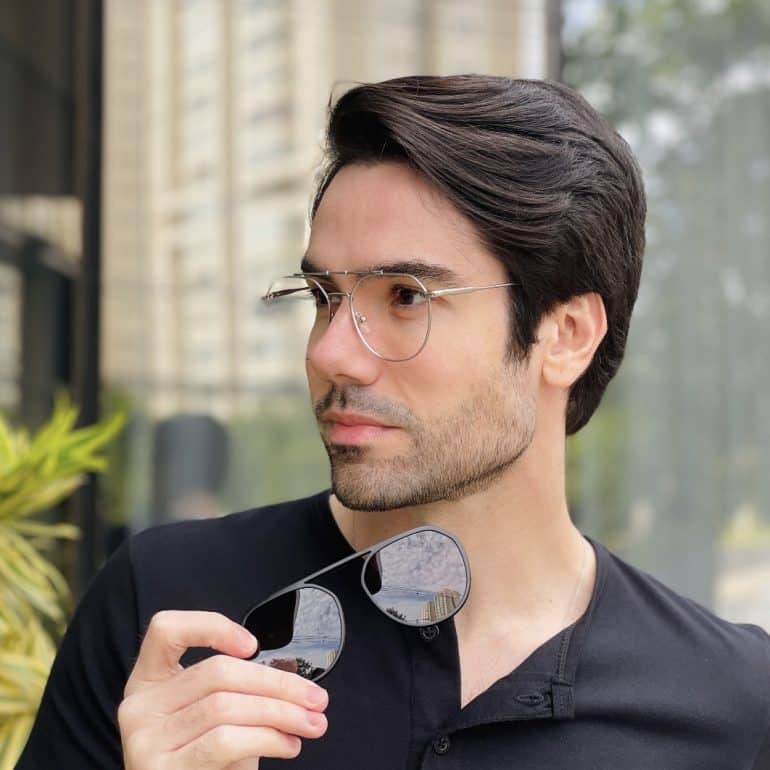 safine com br oculos 2 em 1 clip on masculino aviador preto e prata alisson 2