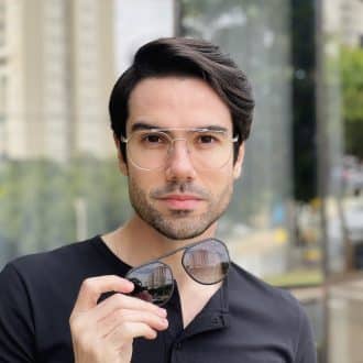 safine com br oculos 2 em 1 clip on masculino aviador preto e prata alisson