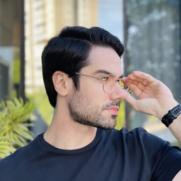 safine com br oculos de grau masculino hexagonal dourado davi 2 0 2