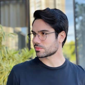 safine com br oculos de grau masculino redondo dourado leonardo 3