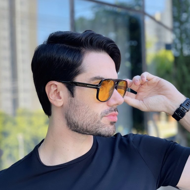 safine com br oculos de sol aviador masculino amarelo carlos 1