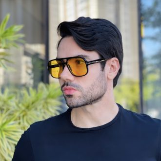 safine com br oculos de sol aviador masculino amarelo carlos 2