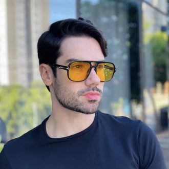 safine com br oculos de sol aviador masculino amarelo carlos 3