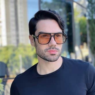 safine com br oculos de sol aviador masculino marrom transparente carlos