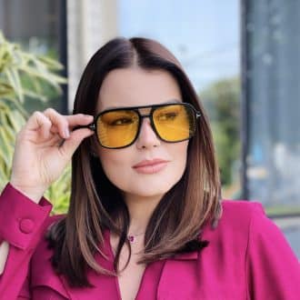 safine com br oculos de sol feminino aviador amarelo antonella