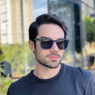 safine com br oculos de sol masculino quadrado azul bruno