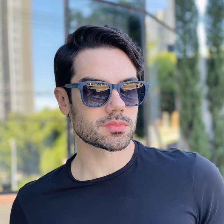safine com br oculos de sol masculino quadrado azul yan