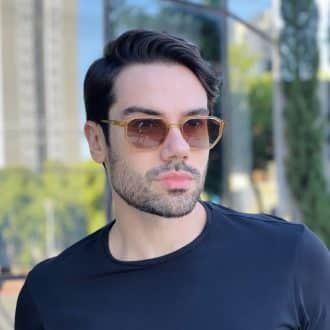 safine com br oculos de sol masculino quadrado champanhe levi
