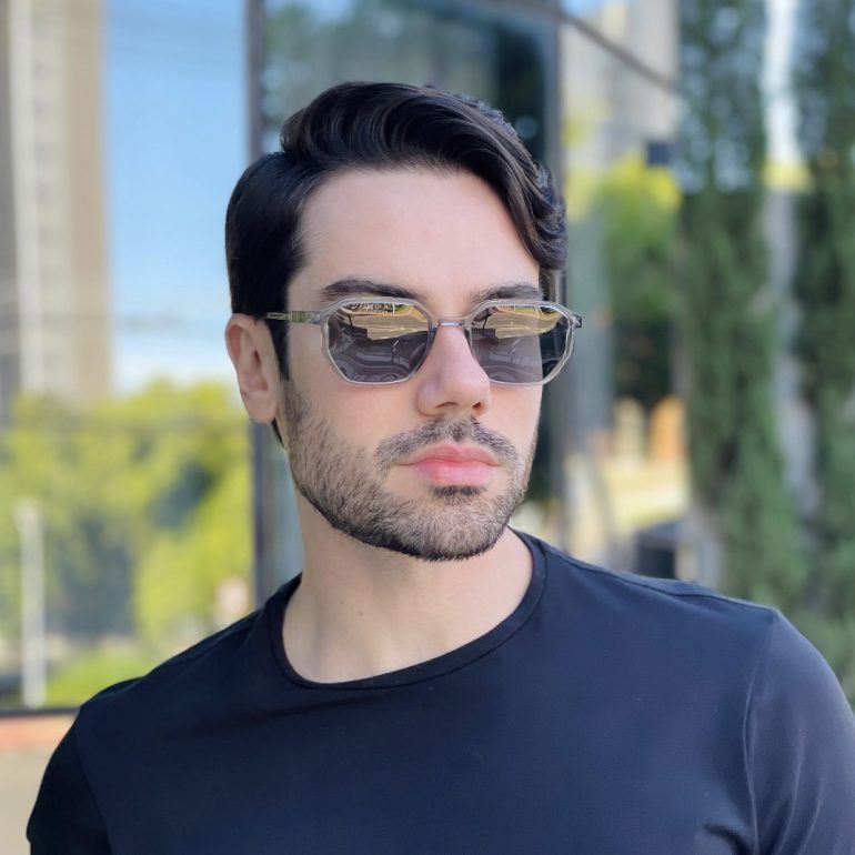 safine com br oculos de sol masculino quadrado cinza levi