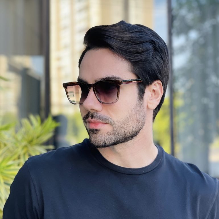 safine com br oculos de sol masculino quadrado marrom degrade bruno 3