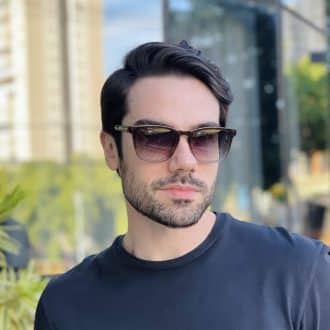 safine com br oculos de sol masculino quadrado marrom degrade bruno