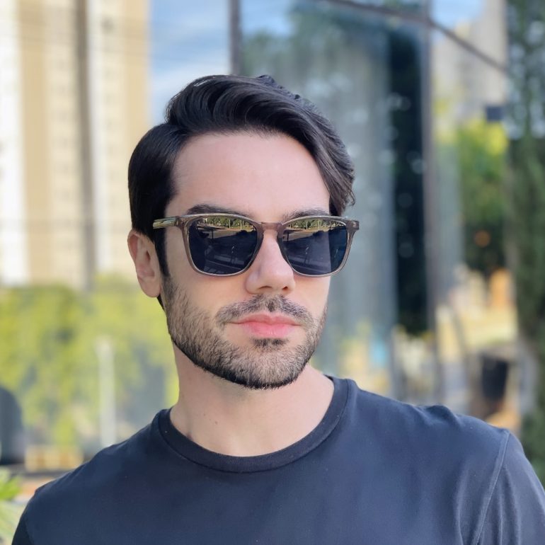 safine com br oculos de sol masculino quadrado marrom transparente bruno