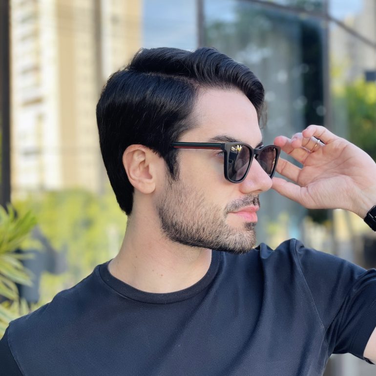 safine com br oculos de sol masculino quadrado preto fosco bruno 2