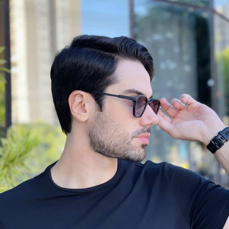 safine com br oculos de sol masculino quadrado preto fosco levi 2