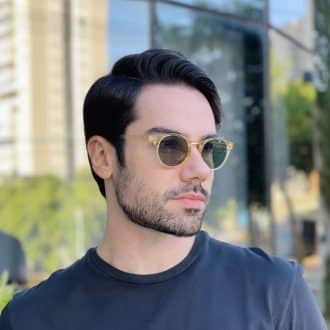 safine com br oculos de sol masculino redondo champanhe eduardo 1