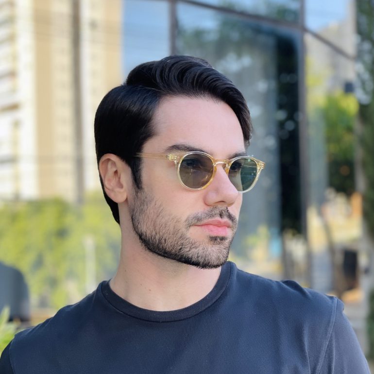 safine com br oculos de sol masculino redondo champanhe eduardo 1