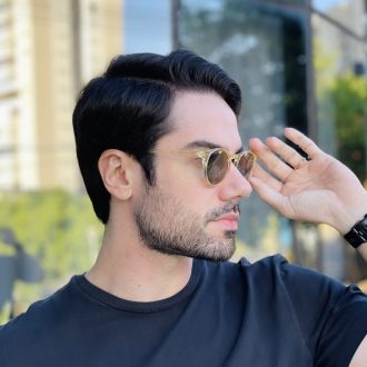 safine com br oculos de sol masculino redondo champanhe eduardo 2