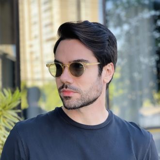 safine com br oculos de sol masculino redondo champanhe eduardo 3
