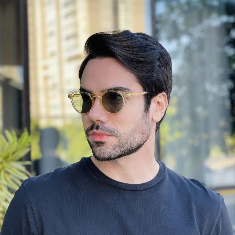 safine com br oculos de sol masculino redondo champanhe eduardo 3