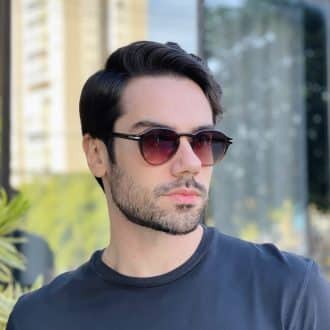 safine com br oculos de sol masculino redondo marrom degrade harry 1