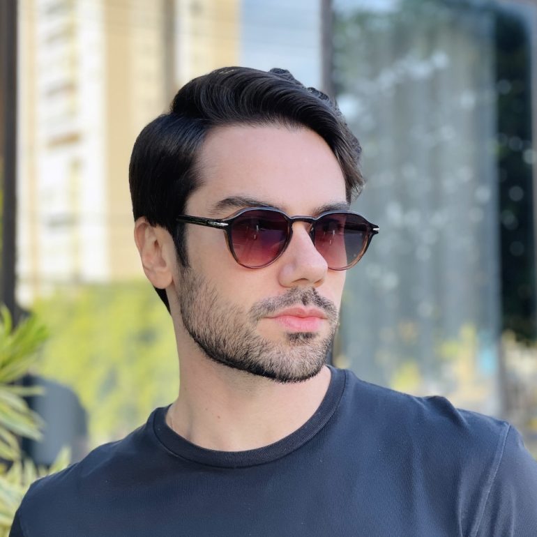 safine com br oculos de sol masculino redondo marrom degrade harry 1