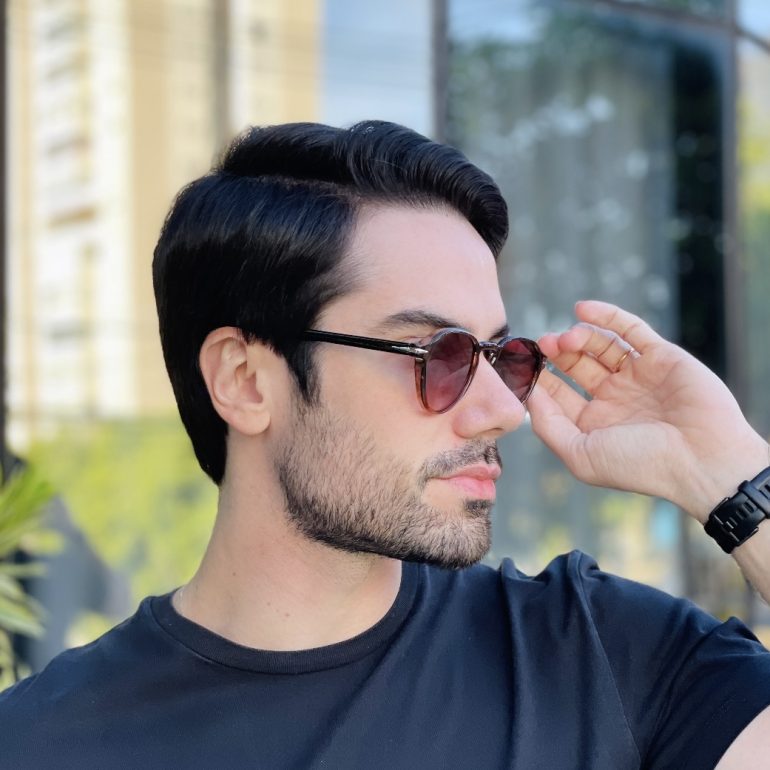 safine com br oculos de sol masculino redondo marrom degrade harry 2