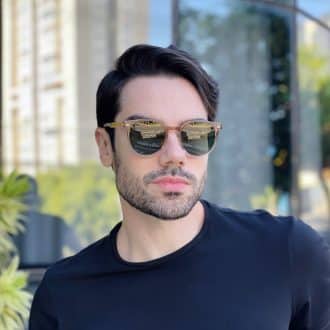 safine com br oculos de sol masculino redondo marrom e transparente felipe