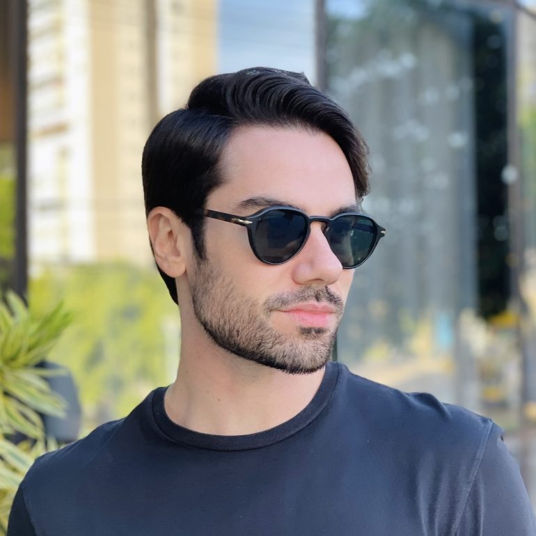 safine com br oculos de sol masculino redondo preto fosco harry 1