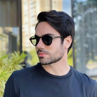 safine com br oculos de sol masculino redondo preto fosco harry 3