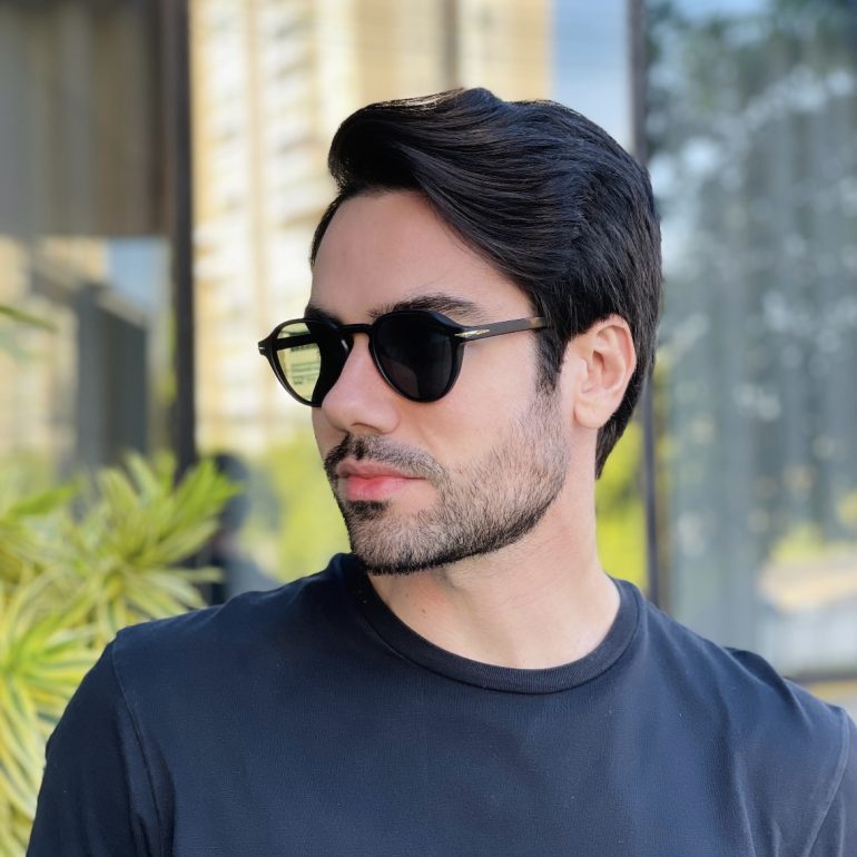 safine com br oculos de sol masculino redondo preto fosco harry 3