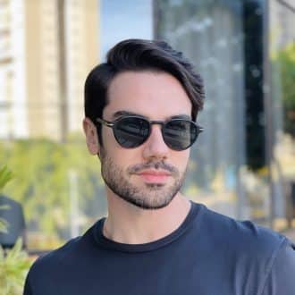 safine com br oculos de sol masculino redondo preto fosco harry