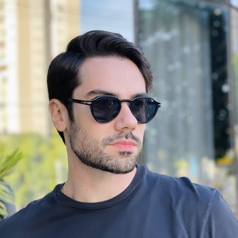 safine com br oculos de sol masculino redondo preto harry 1