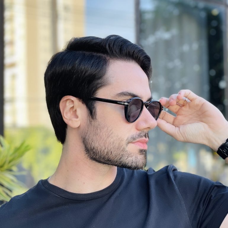 safine com br oculos de sol masculino redondo preto harry 2