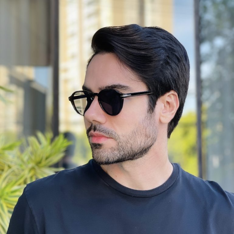 safine com br oculos de sol masculino redondo preto harry 3