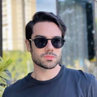 safine com br oculos de sol masculino redondo preto harry