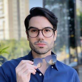 safine com br oculos 2 em 1 clip on masculino hexagonal marrom transparente juliano