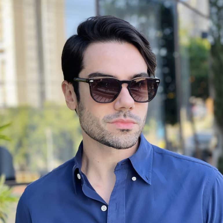 safine com br oculos 2 em 1 clip on masculino hexagonal marrom transparente juliano 6