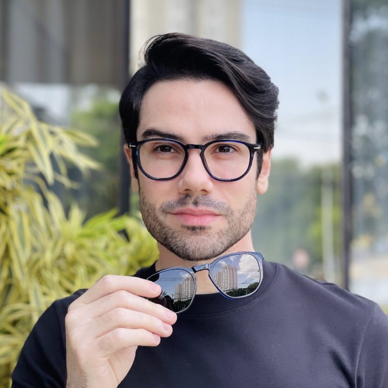 safine com br oculos 2 em 1 clip on masculino quadrado azul thales